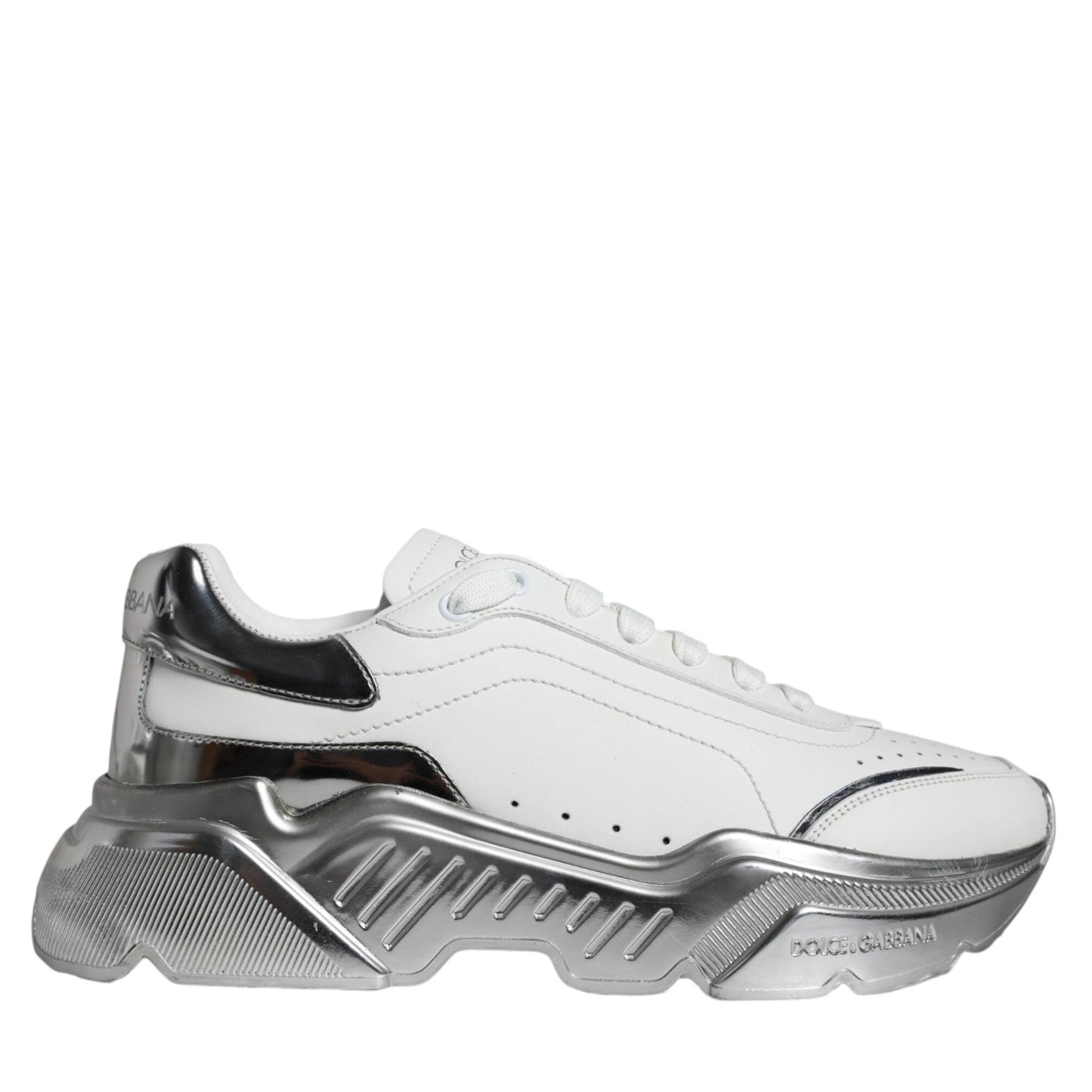 Dolce & Gabbana White Silver Daymaster Low Top Sneakers Shoes