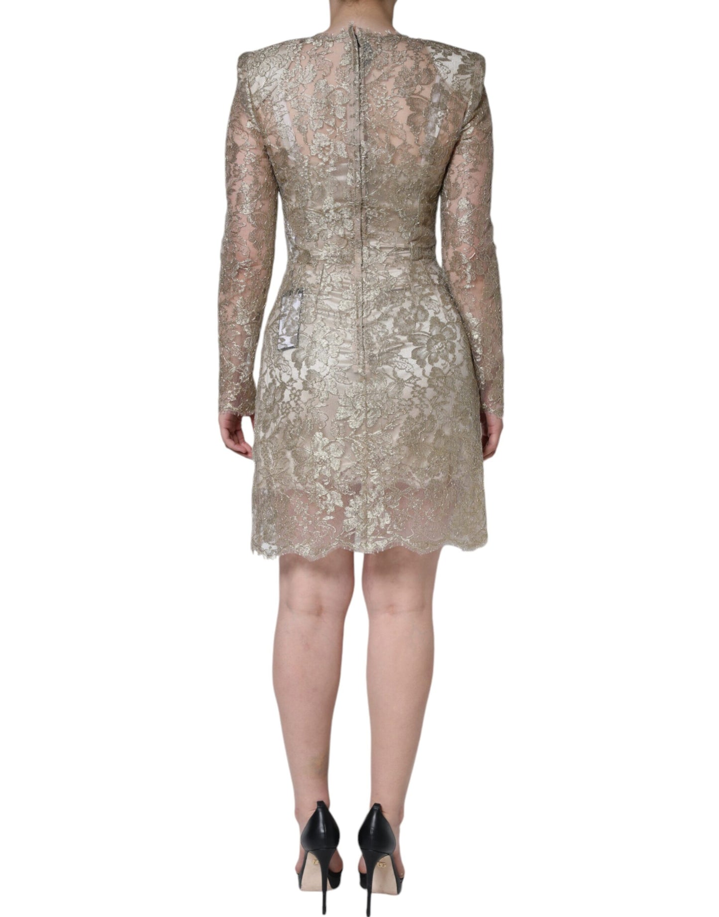Dolce & Gabbana Gold Floral Lace A-line Sheath Mini Dress Dolce & Gabbana
