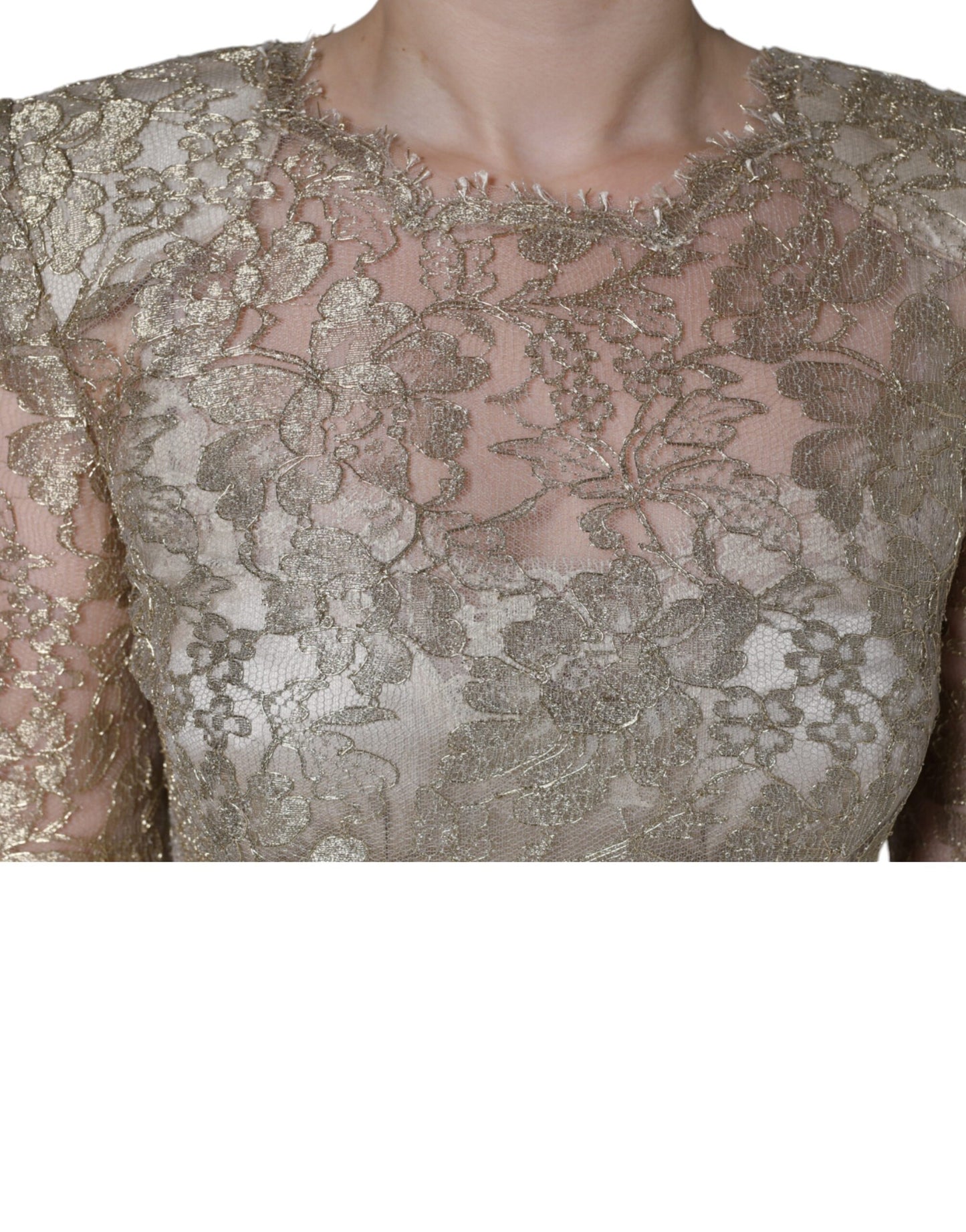 Dolce & Gabbana Gold Floral Lace A-line Sheath Mini Dress Dolce & Gabbana