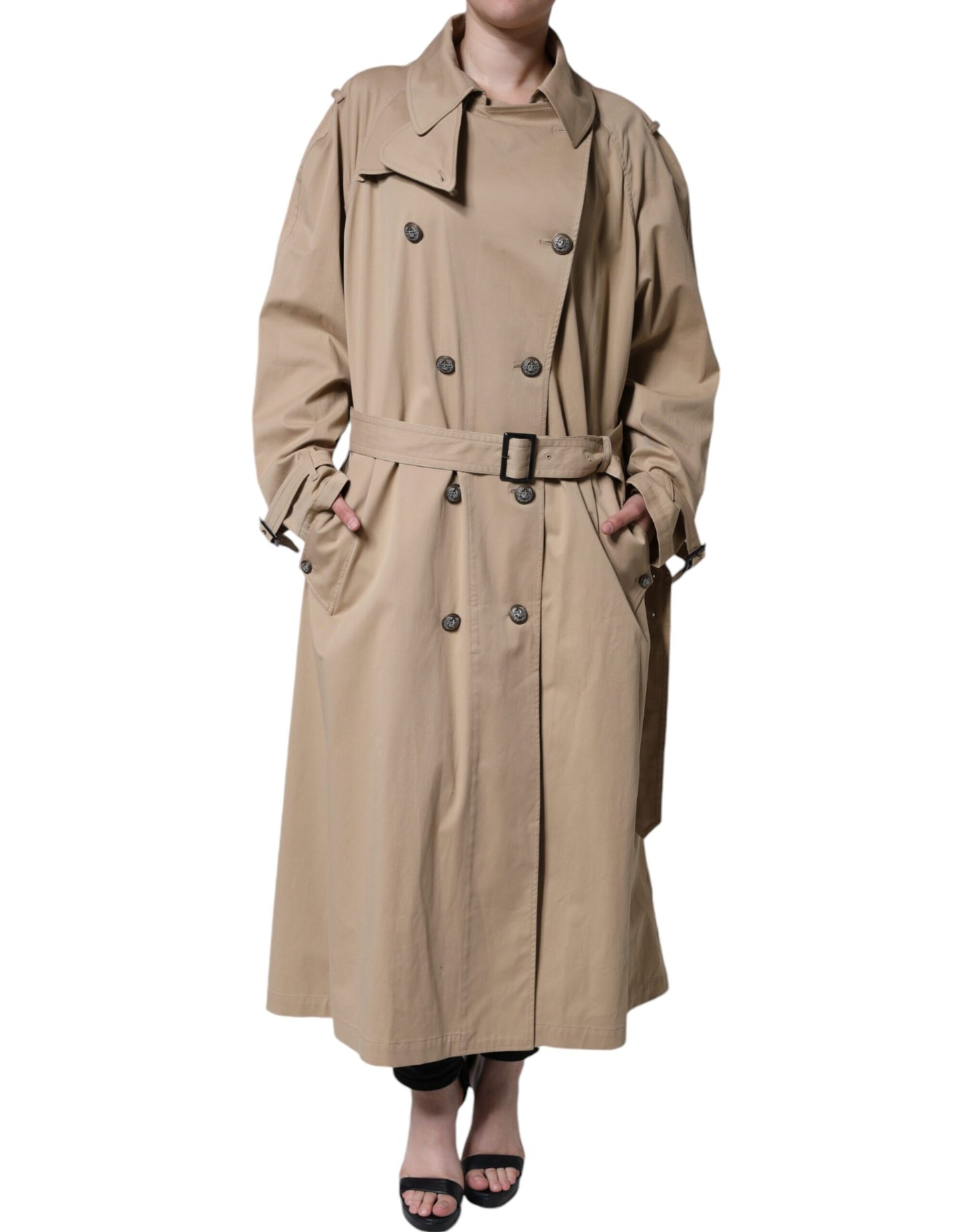 Dolce & Gabbana Khaki Double Breasted Trench Coat Jacket Dolce & Gabbana