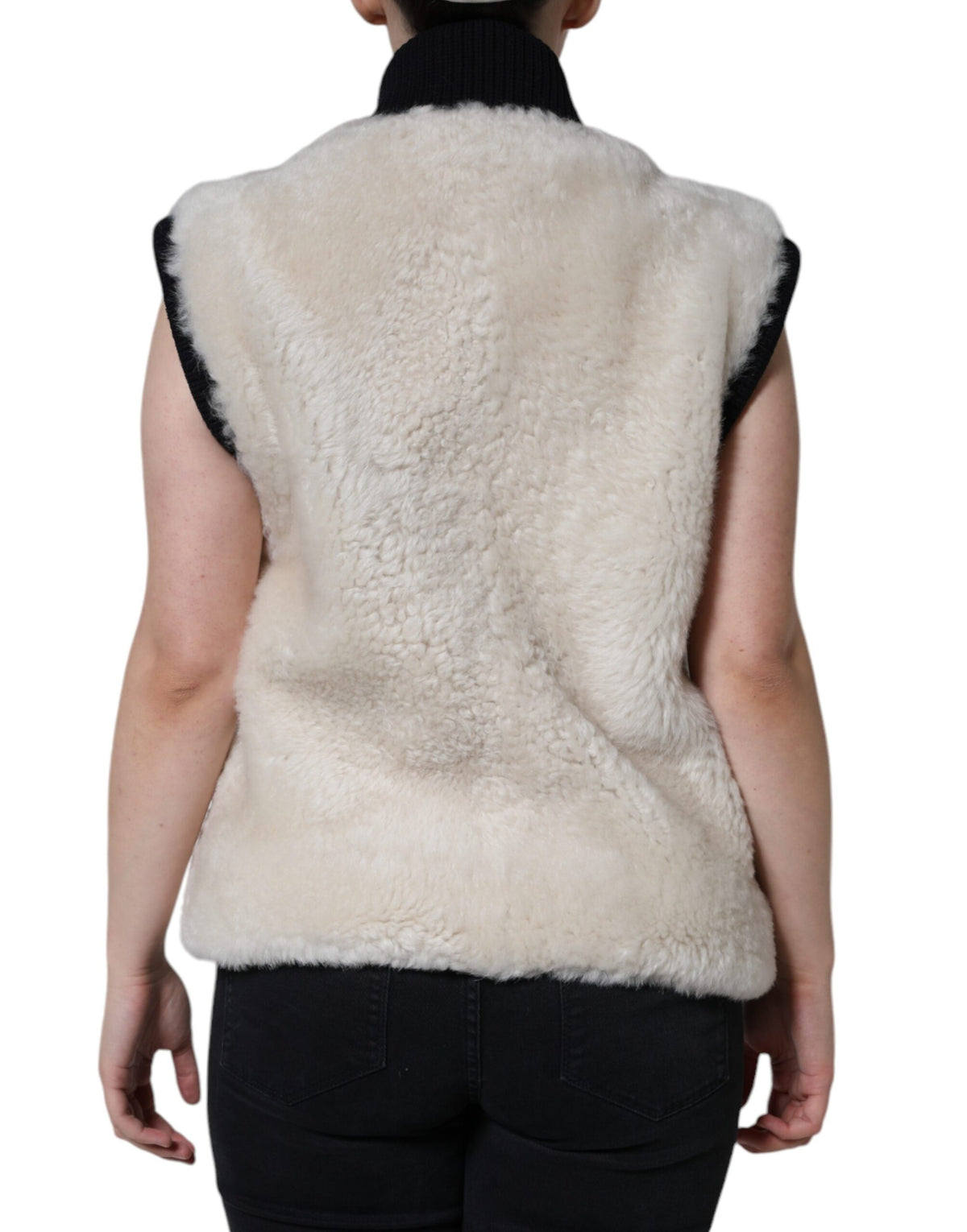 Burberry White WARRENFORD Shearling Leather Vest Coat Jacket - Eljoys Fashion 