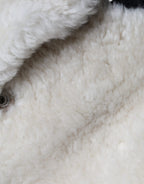 Burberry White WARRENFORD Shearling Leather Vest Coat Jacket - Eljoys Fashion 