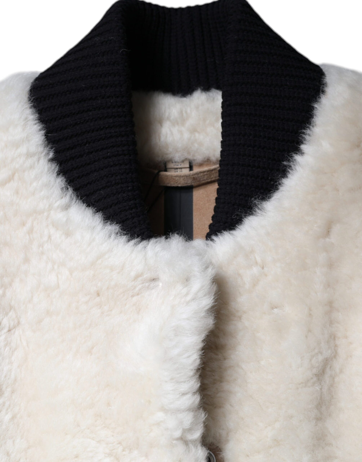 Burberry White WARRENFORD Shearling Leather Vest Coat Jacket - Eljoys Fashion 