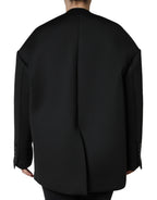Dolce & Gabbana Black Polyester Double Breasted Coat Jacket - Eljoys Fashion 