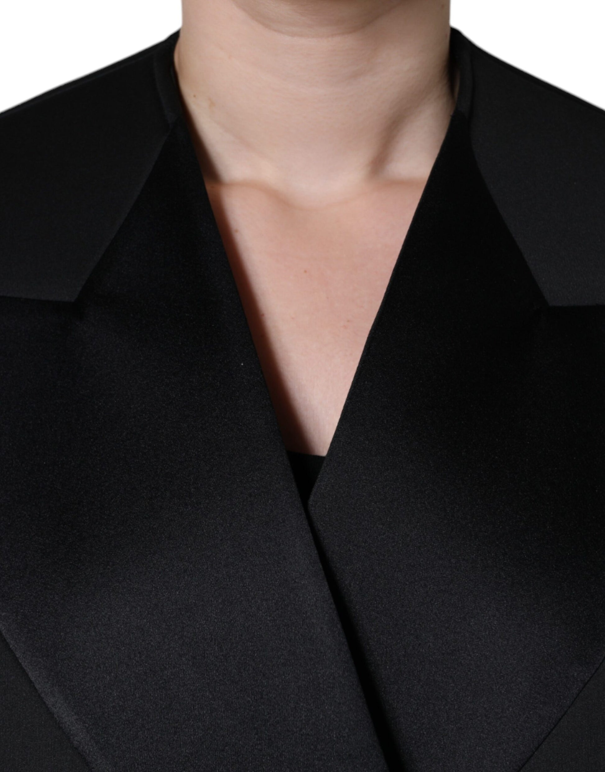 Dolce & Gabbana Black Polyester Double Breasted Coat Jacket Dolce & Gabbana