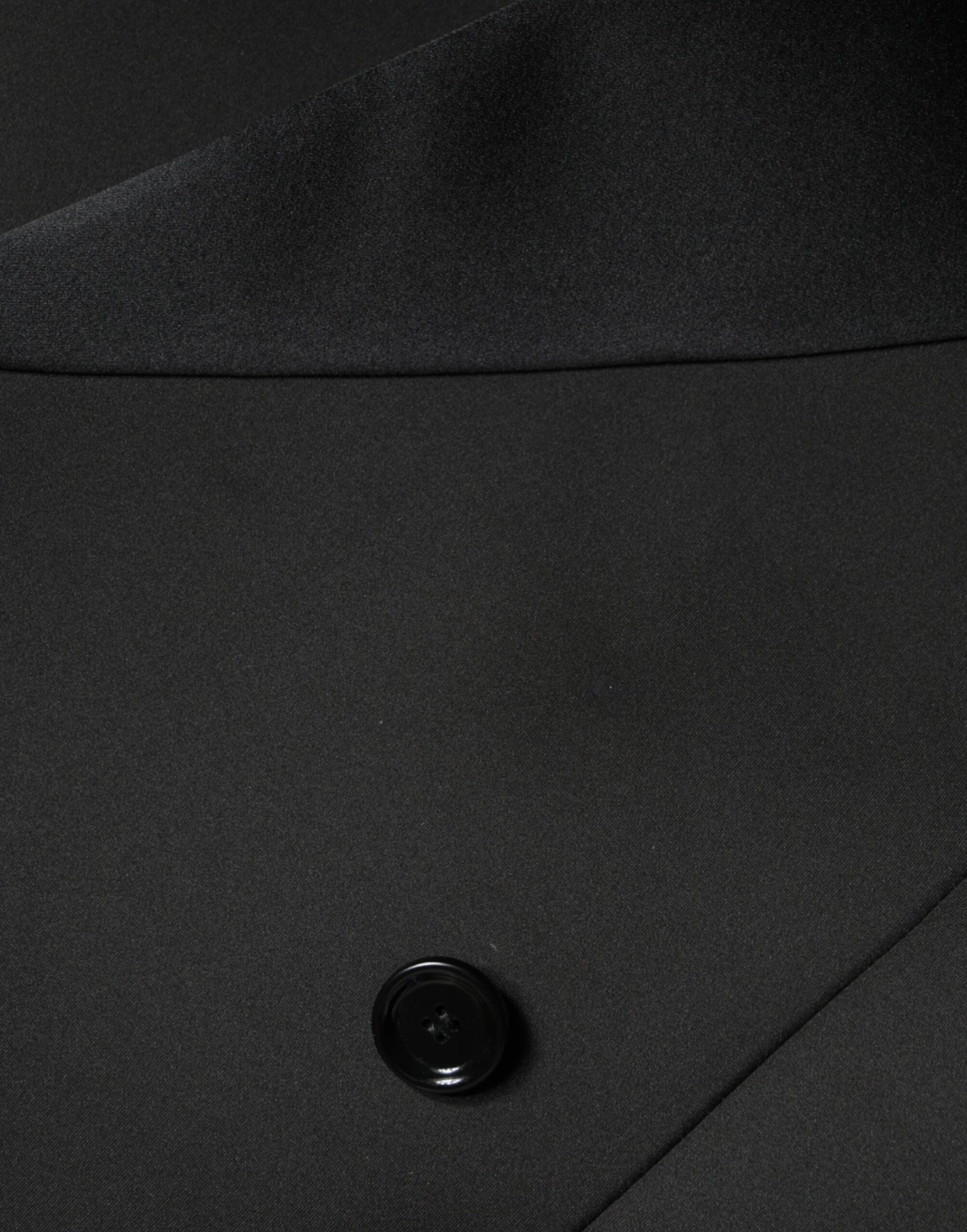 Dolce & Gabbana Black Polyester Double Breasted Coat Jacket Dolce & Gabbana