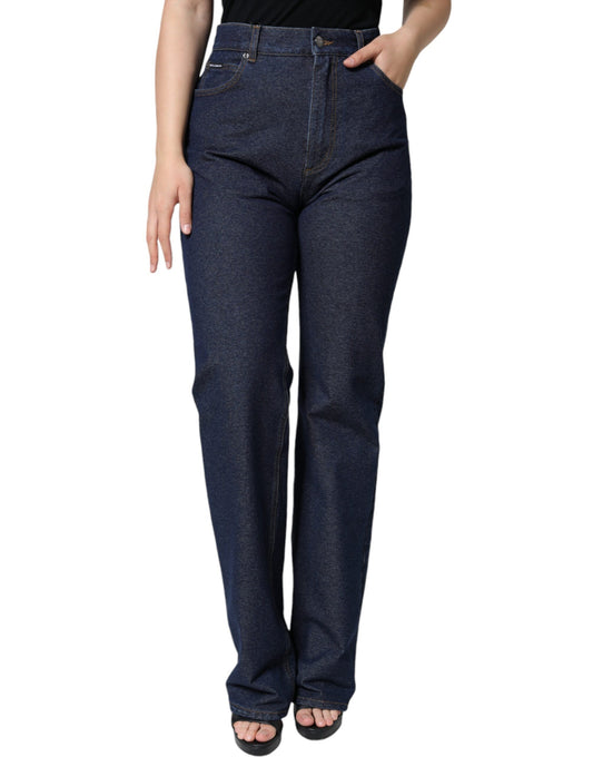 Dolce & Gabbana Dark Blue Cotton Stretch Straight Denim Jeans Dolce & Gabbana