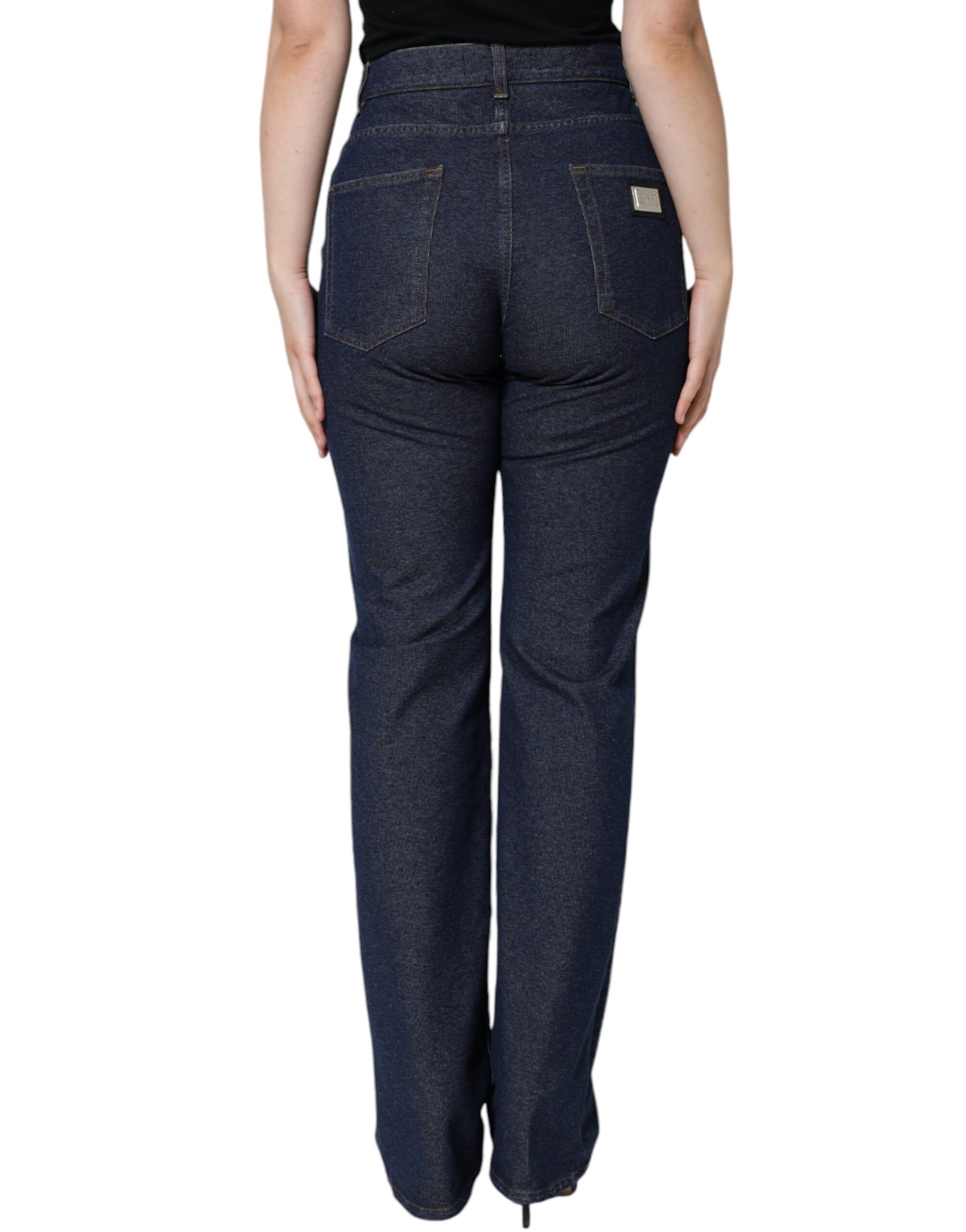 Dolce & Gabbana Dark Blue Cotton Stretch Straight Denim Jeans Dolce & Gabbana