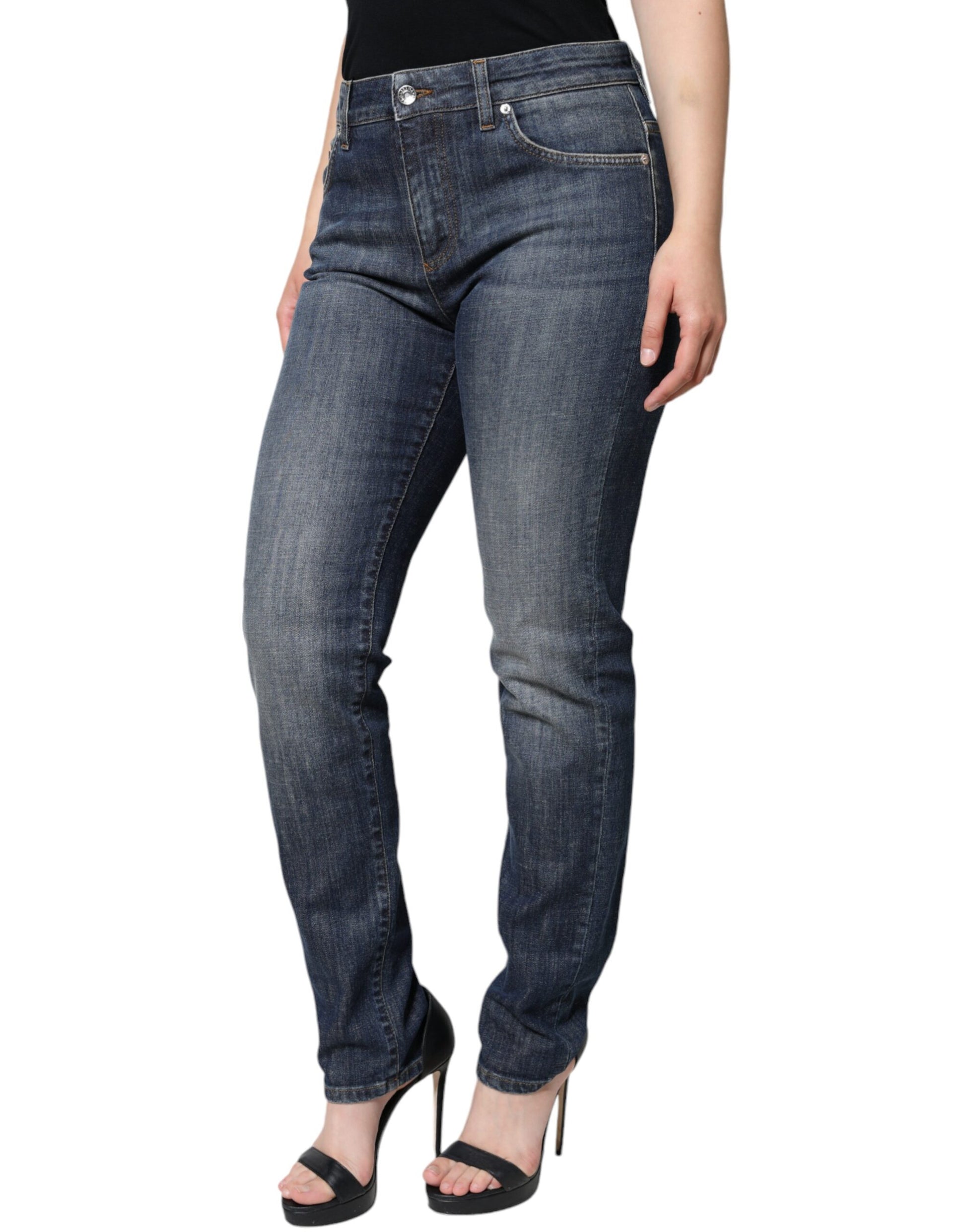 Dolce & Gabbana Dark Blue Cotton Stretch Skinny Denim Jeans Dolce & Gabbana