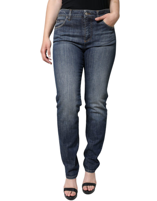 Dolce & Gabbana Dark Blue Cotton Stretch Skinny Denim Jeans Dolce & Gabbana