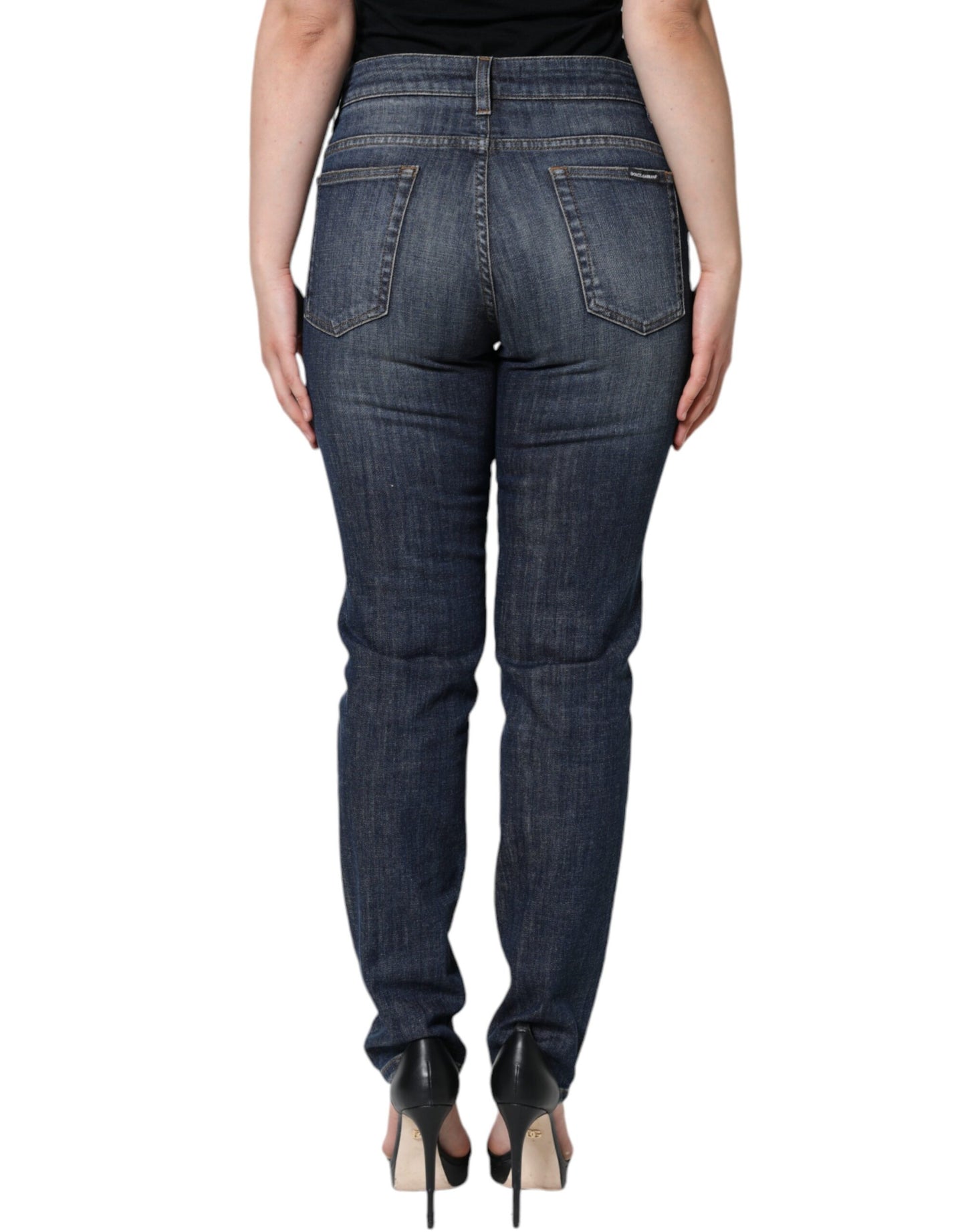 Dolce & Gabbana Dark Blue Cotton Stretch Skinny Denim Jeans Dolce & Gabbana