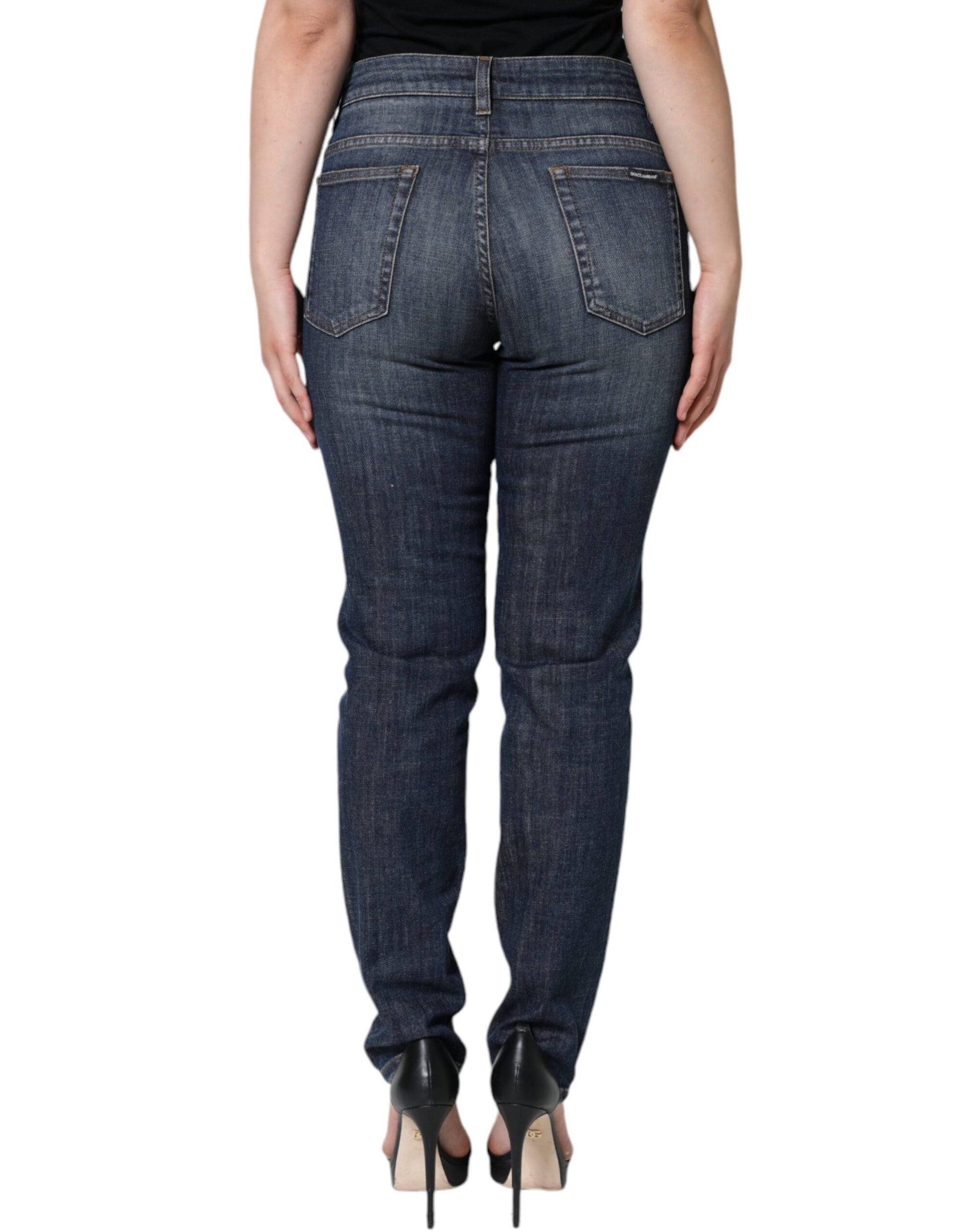 Dolce & Gabbana Dark Blue Cotton Stretch Skinny Denim Jeans Dolce & Gabbana