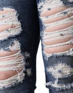 Dolce & Gabbana Blue Cotton Stretch Tattered Skinny Jeans - Eljoys Fashion 