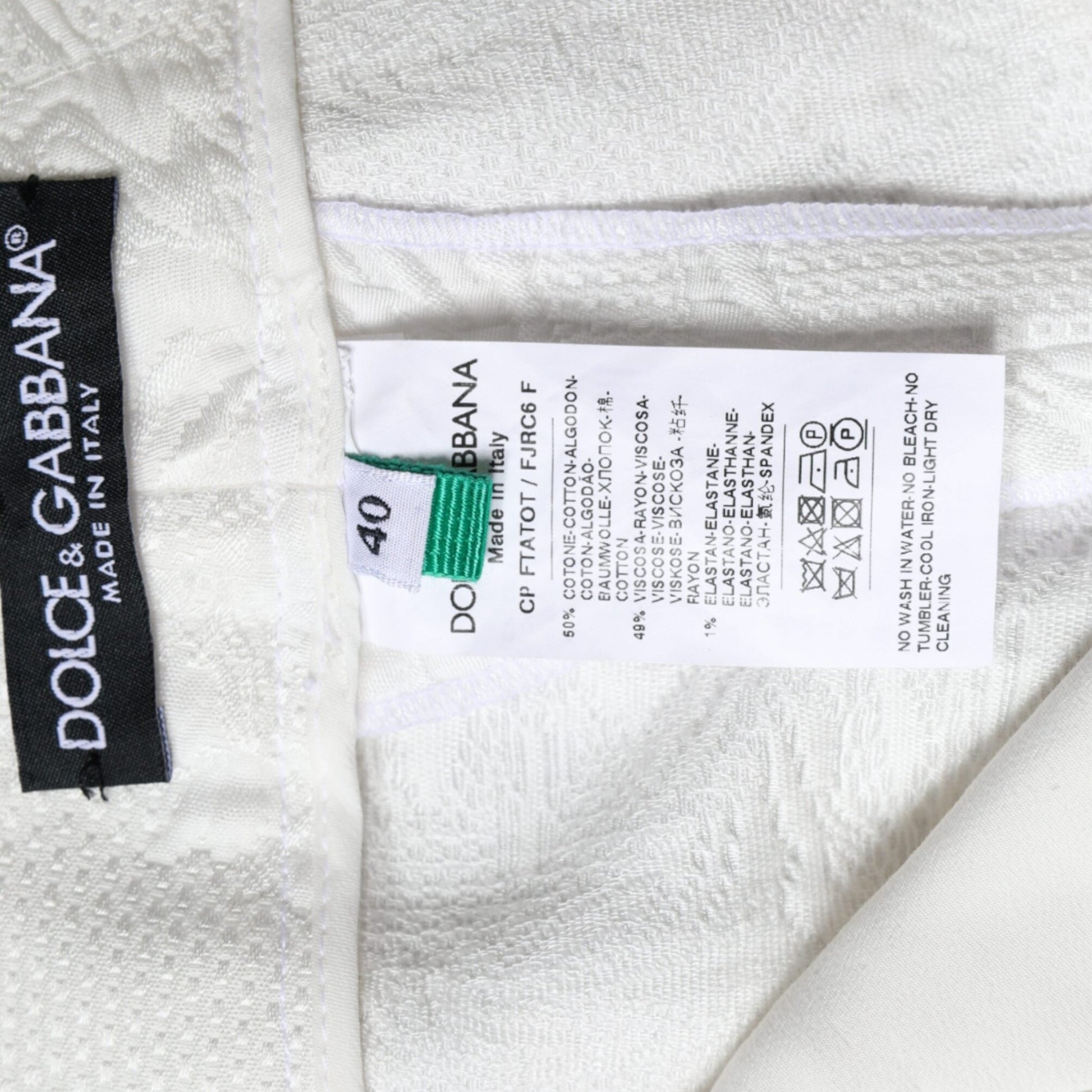 Dolce & Gabbana White Floral Brocade Cotton Cropped Pants Dolce & Gabbana