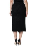 Dolce & Gabbana Black Virgin Wool Pencil Cut Midi Skirt - Eljoys Fashion 