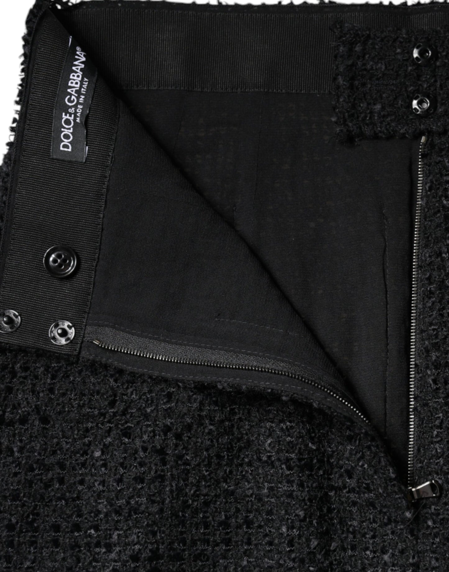 Dolce & Gabbana Black Virgin Wool Pencil Cut Midi Skirt Dolce & Gabbana