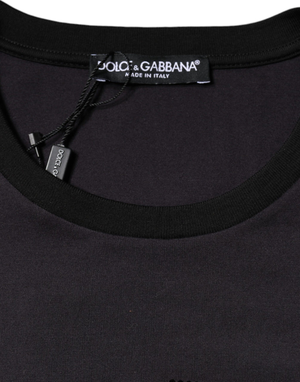 Dolce & Gabbana Black Cotton Logo Print Round Neck T-shirt - Eljoys Fashion 