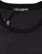 Dolce & Gabbana Black Cotton Logo Print Round Neck T-shirt - Eljoys Fashion 