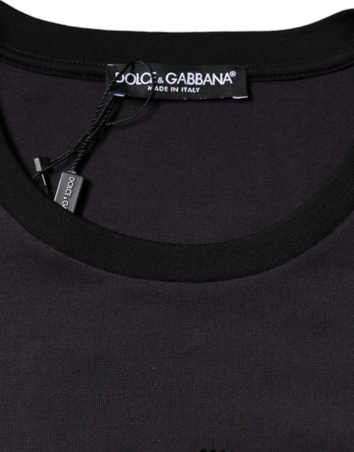 Dolce & Gabbana Black Cotton Logo Print Round Neck T-shirt - Eljoys Fashion 