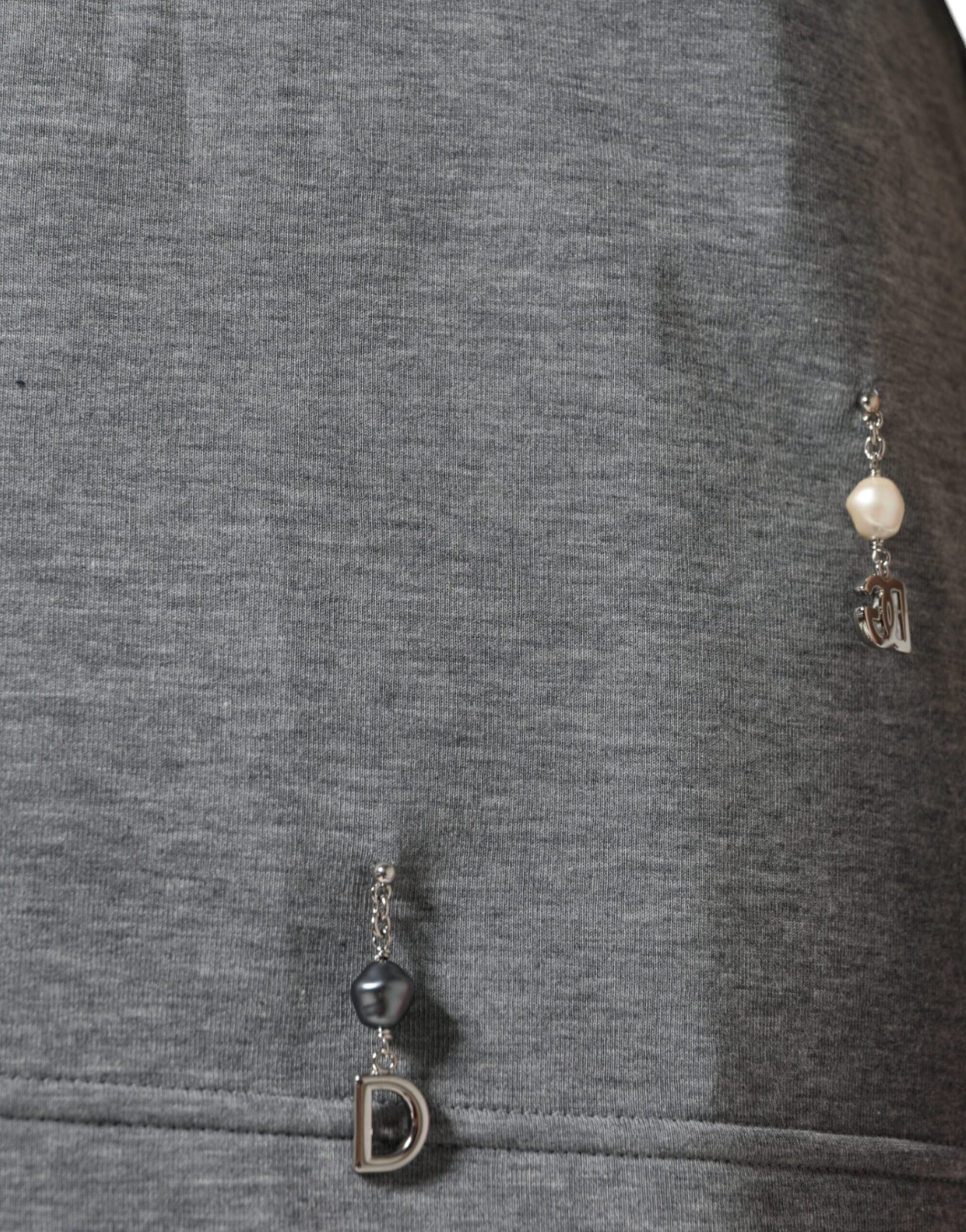 Dolce & Gabbana Gray Cotton Blend Embellished Tee T-shirt Dolce & Gabbana