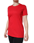 Dolce & Gabbana Red Cotton Crew Neck Short Sleeve Tee T-shirt - Eljoys Fashion 