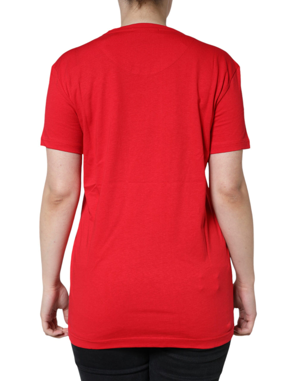 Dolce & Gabbana Red Cotton Crew Neck Short Sleeve Tee T-shirt - Eljoys Fashion 