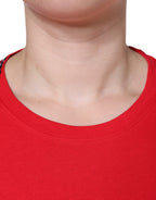 Dolce & Gabbana Red Cotton Crew Neck Short Sleeve Tee T-shirt - Eljoys Fashion 