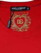 Dolce & Gabbana Red Cotton Crew Neck Short Sleeve Tee T-shirt - Eljoys Fashion 