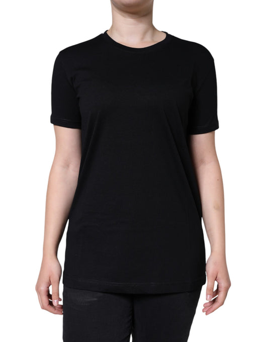 Dolce & Gabbana Black Cotton Crew Neck Short Sleeve T-shirt Dolce & Gabbana