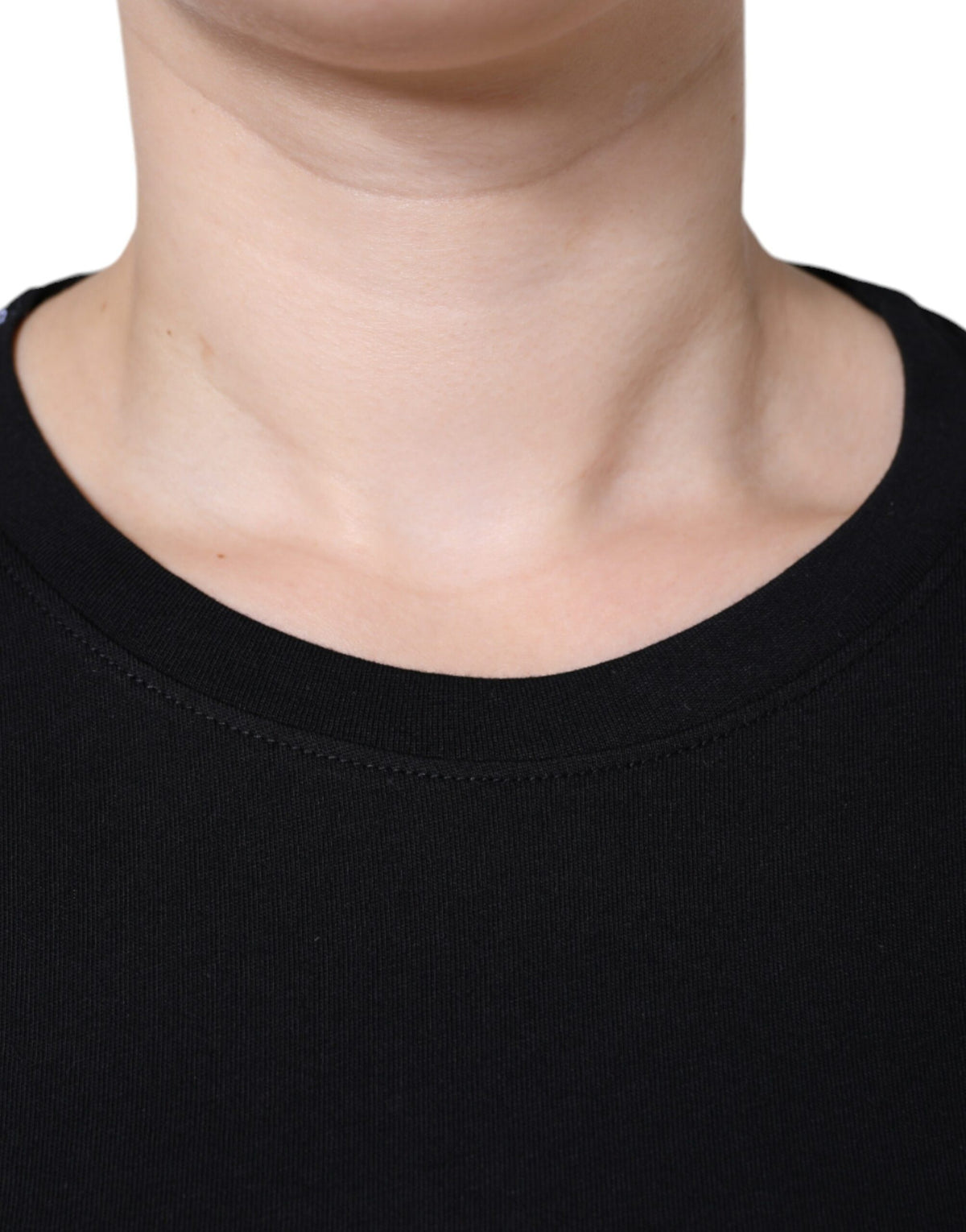 Black cotton crew neck short sleeve T-shirt by Dolce & Gabbana, featuring a simple, classic design and smooth fabric.