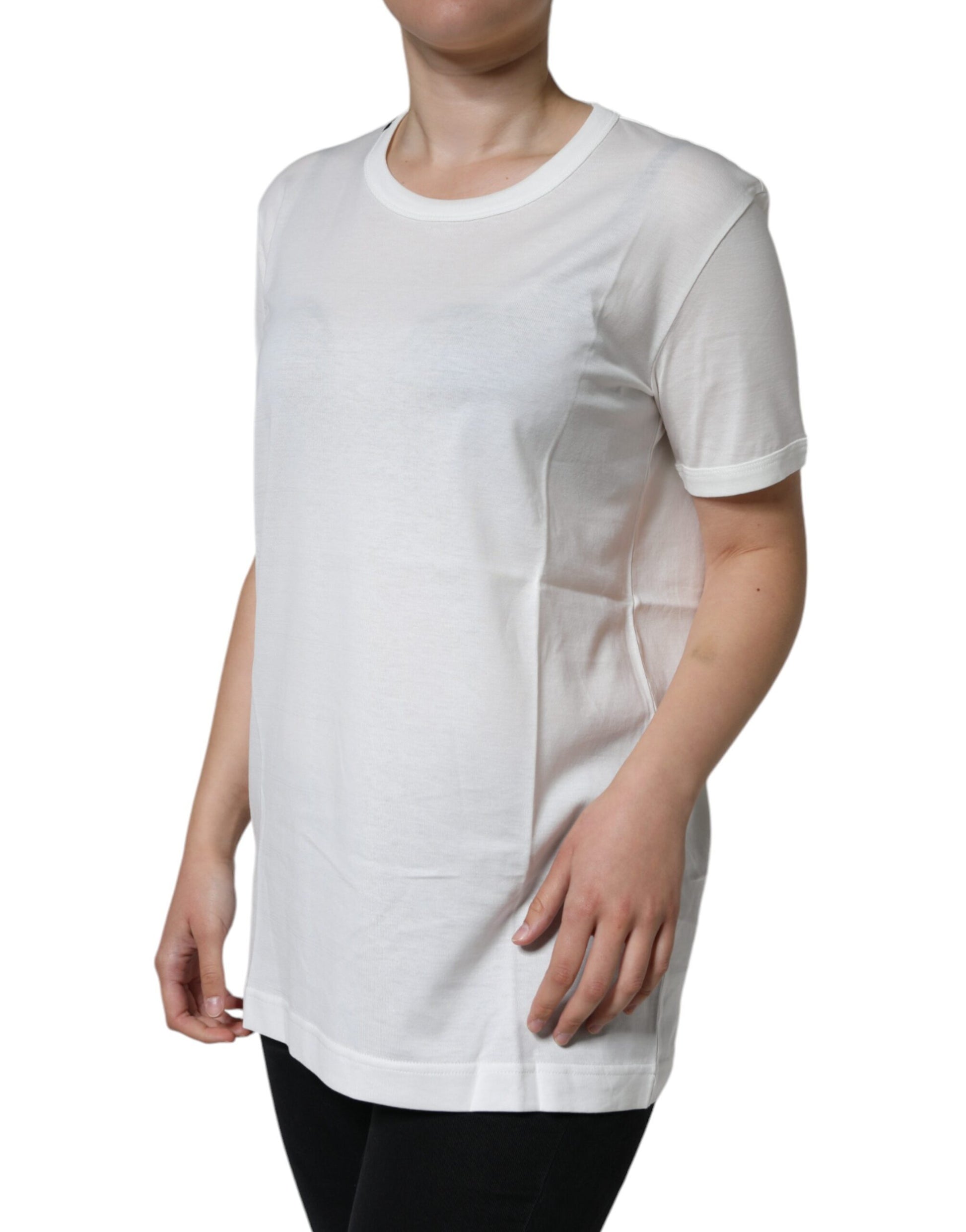 Dolce & Gabbana White Cotton Crew Neck Short Sleeve T-shirt Dolce & Gabbana