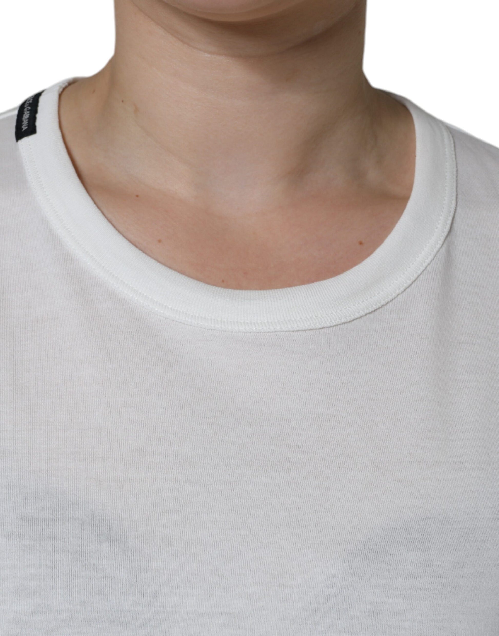 Dolce & Gabbana White Cotton Crew Neck Short Sleeve T-shirt Dolce & Gabbana