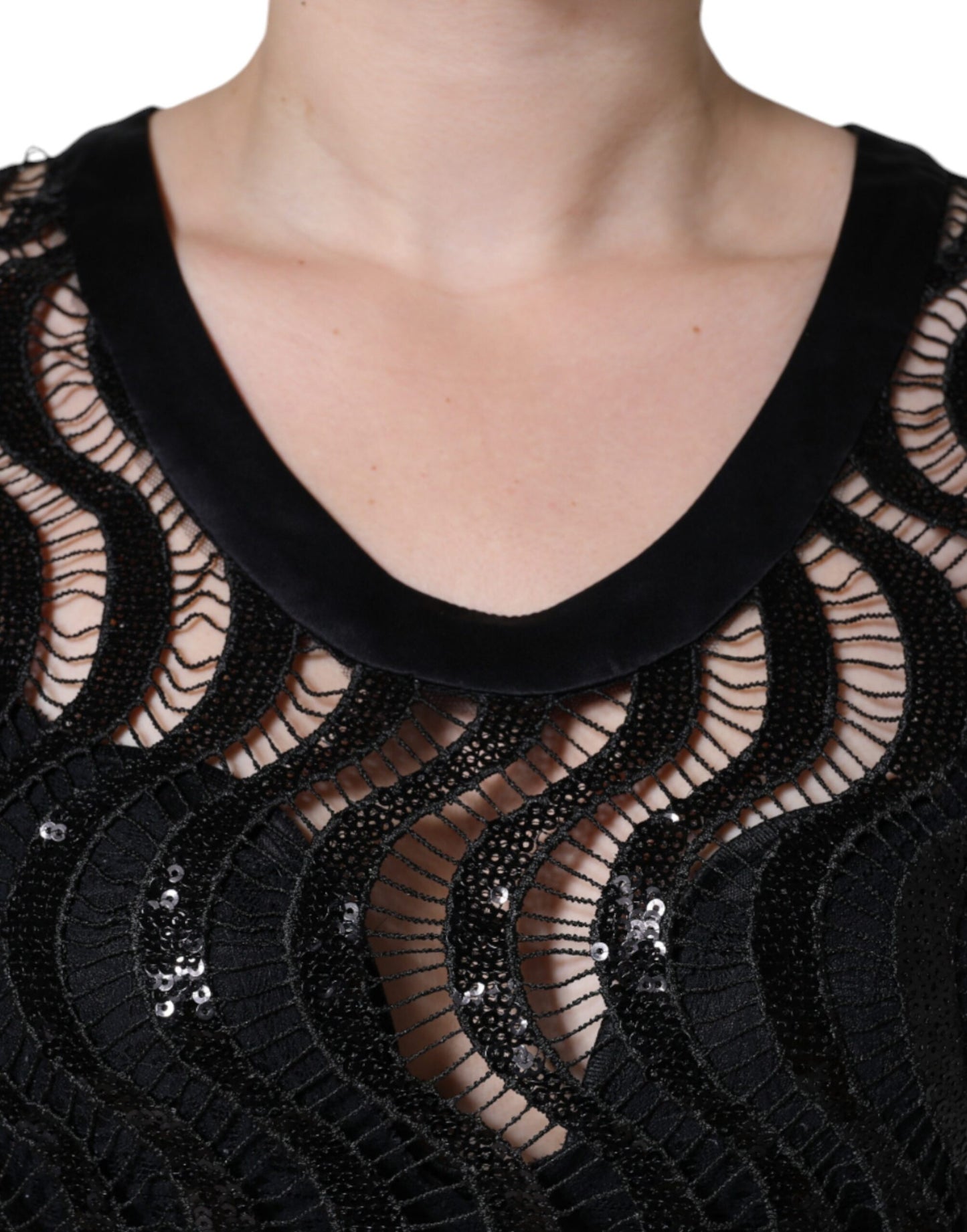 Dolce & Gabbana Black Sequin Sleeveless Tank Blouse Top Dolce & Gabbana