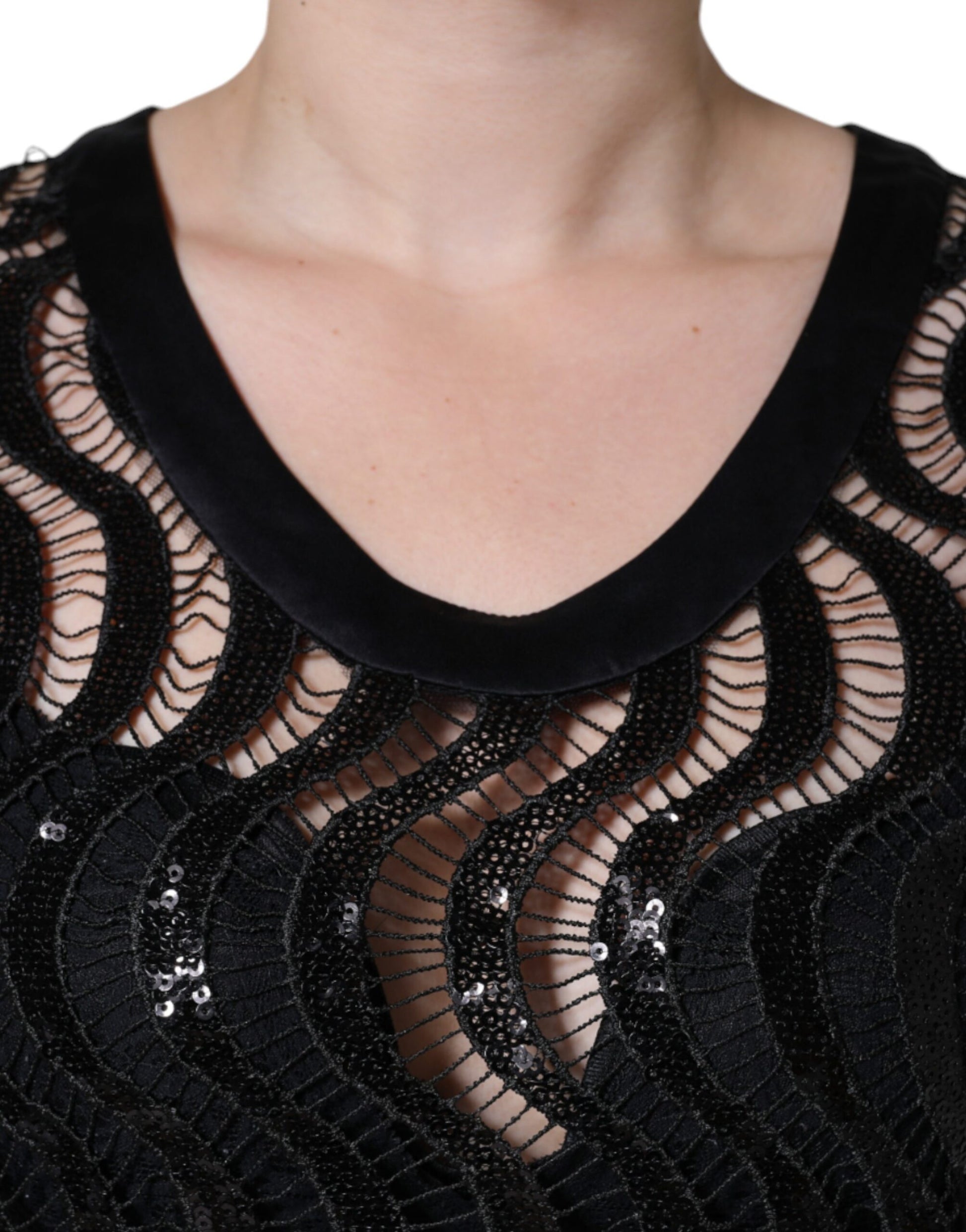 Dolce & Gabbana Black Sequin Sleeveless Tank Blouse Top Dolce & Gabbana