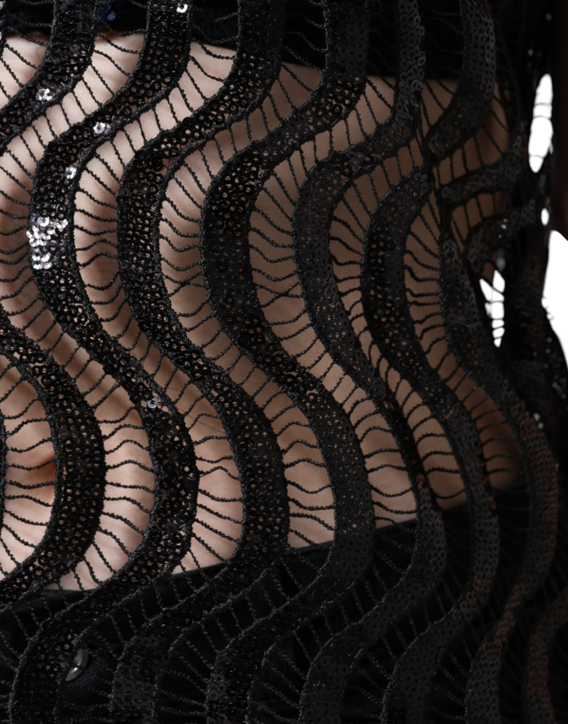 Dolce & Gabbana Black Sequin Sleeveless Tank Blouse Top Dolce & Gabbana