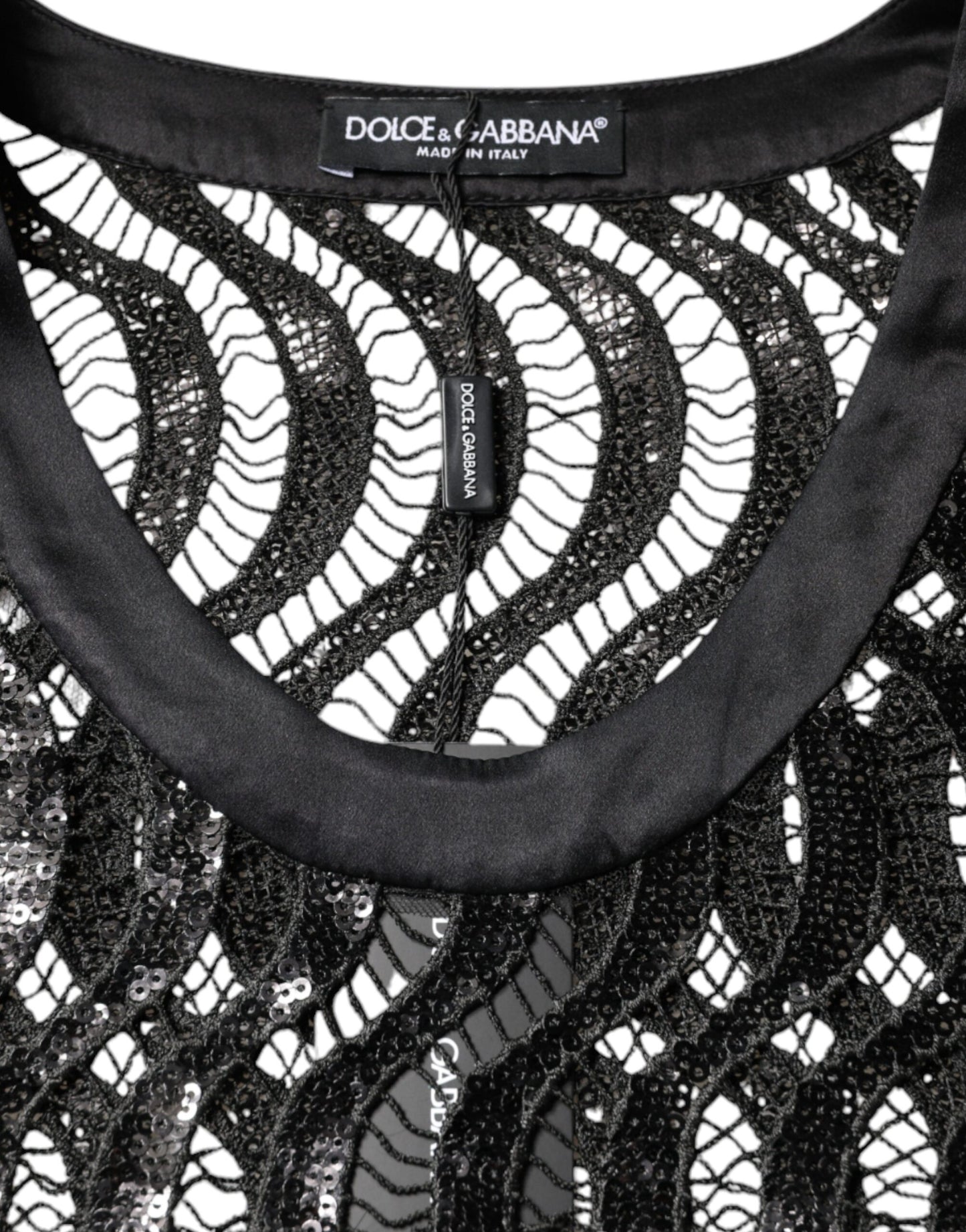 Dolce & Gabbana Black Sequin Sleeveless Tank Blouse Top Dolce & Gabbana