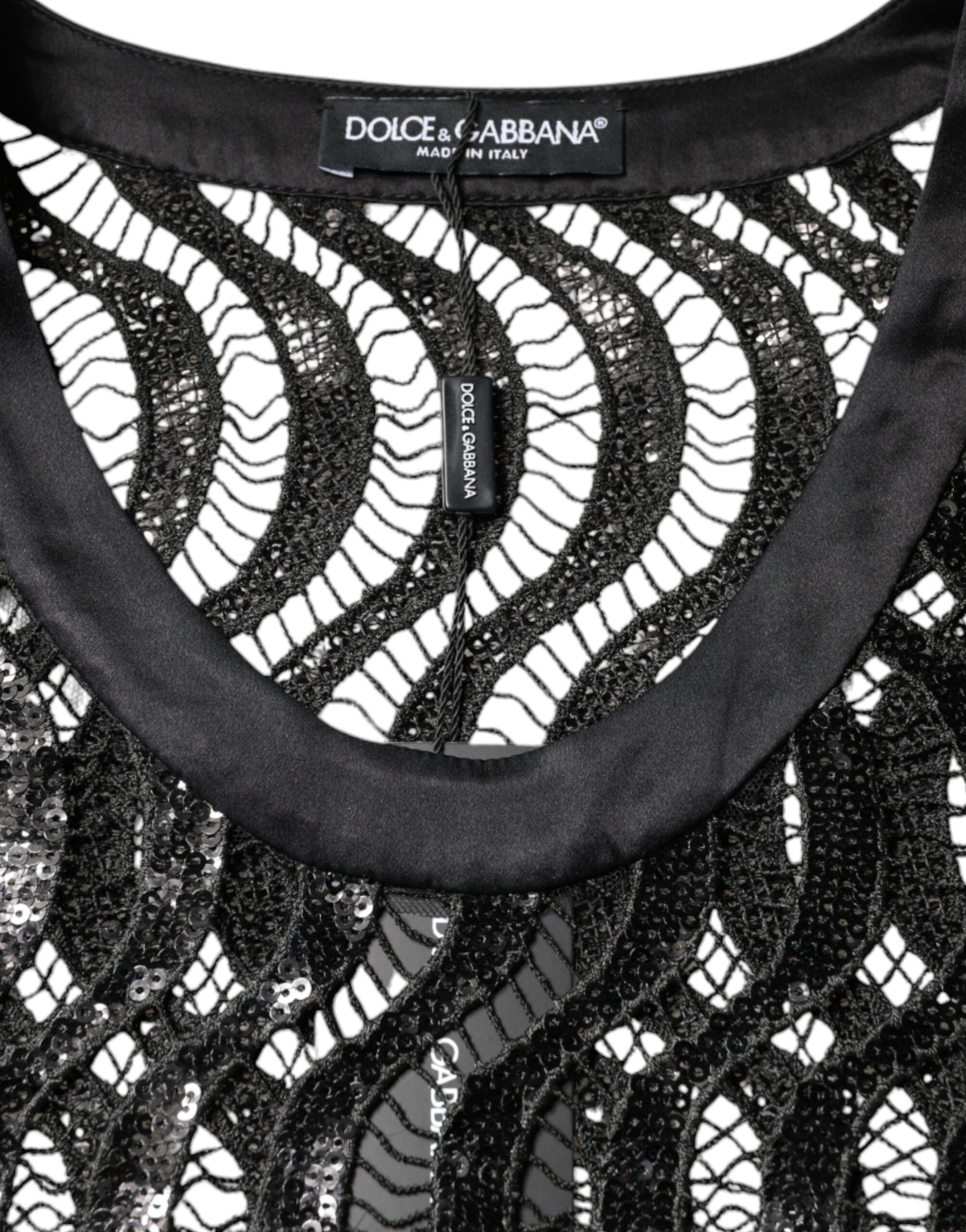 Dolce & Gabbana Black Sequin Sleeveless Tank Blouse Top Dolce & Gabbana