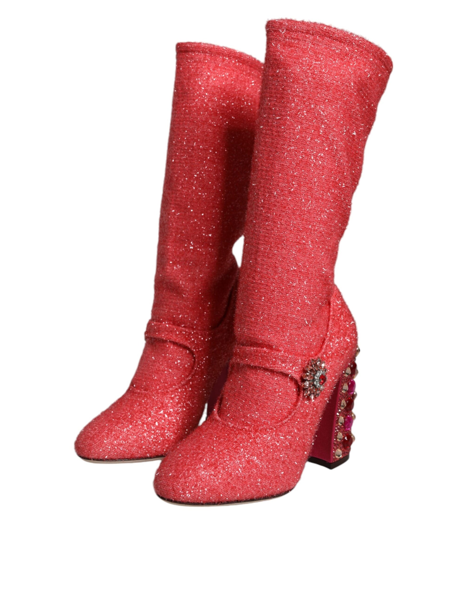 Dolce & Gabbana Pink Crystal Lurex Fantasy High Boots Shoes Dolce & Gabbana