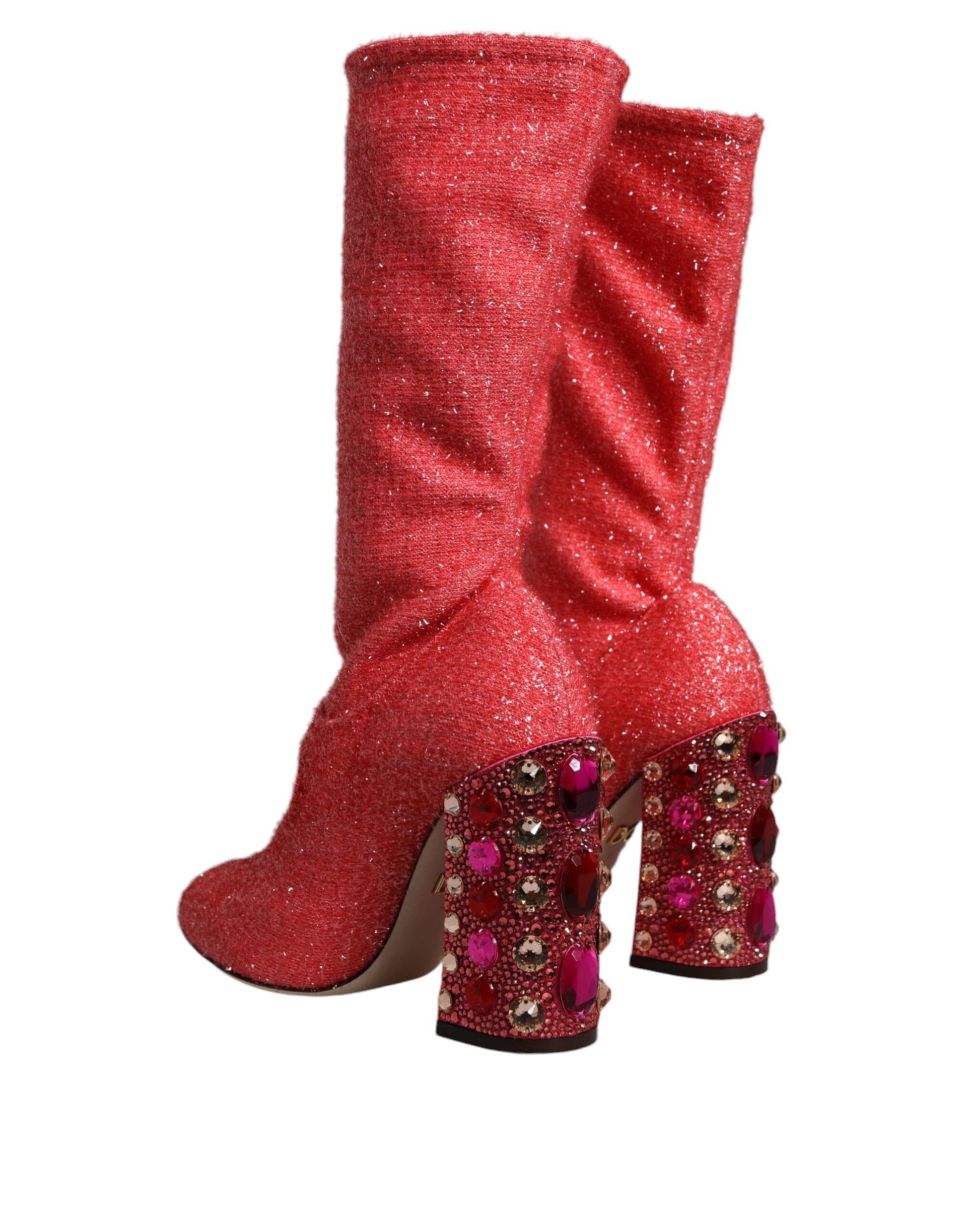 Dolce & Gabbana Pink Crystal Lurex Fantasy High Boots Shoes Dolce & Gabbana