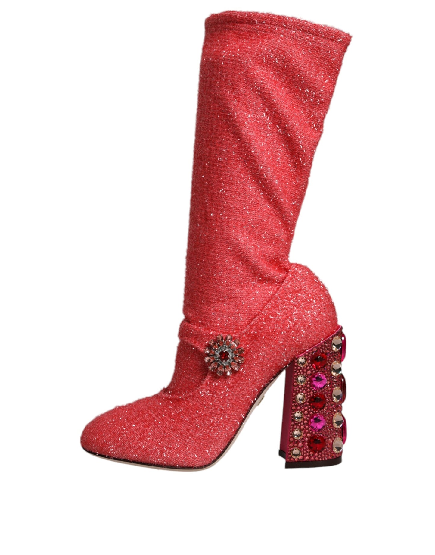 Dolce & Gabbana Pink Crystal Lurex Fantasy High Boots Shoes Dolce & Gabbana