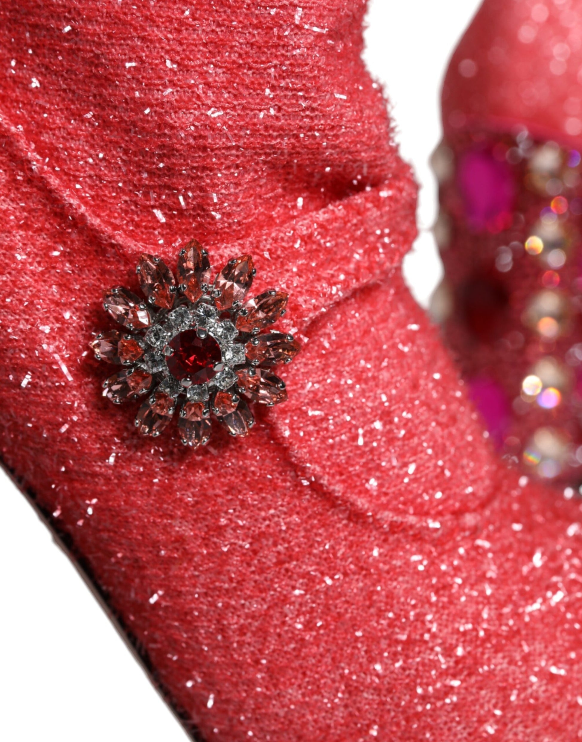 Dolce & Gabbana Pink Crystal Lurex Fantasy High Boots Shoes Dolce & Gabbana