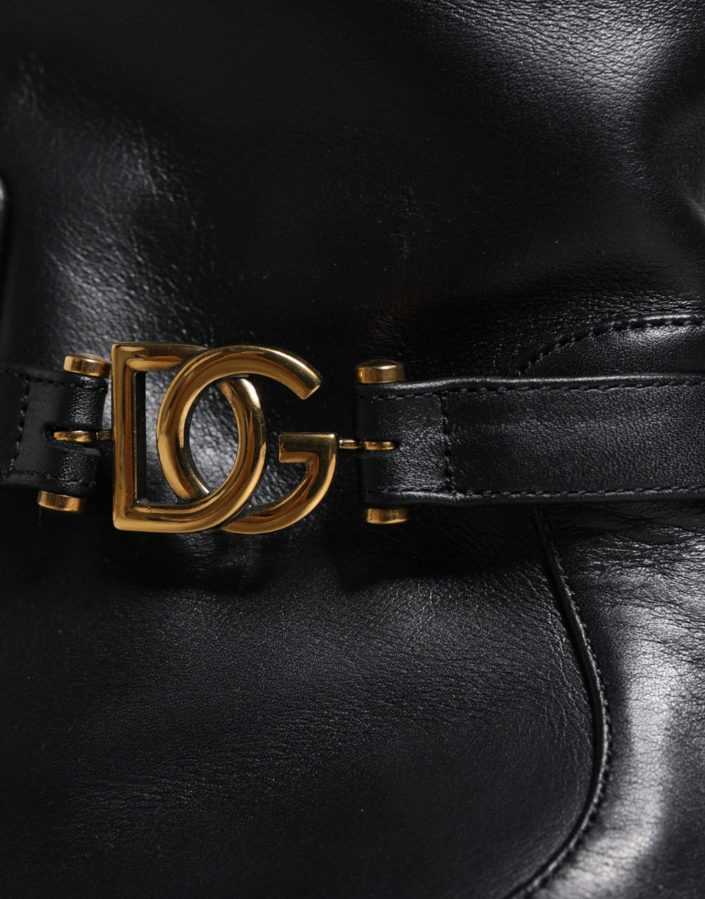 Dolce & Gabbana Black Leather Logo Mid Calf Boots Shoes - Eljoys Fashion 