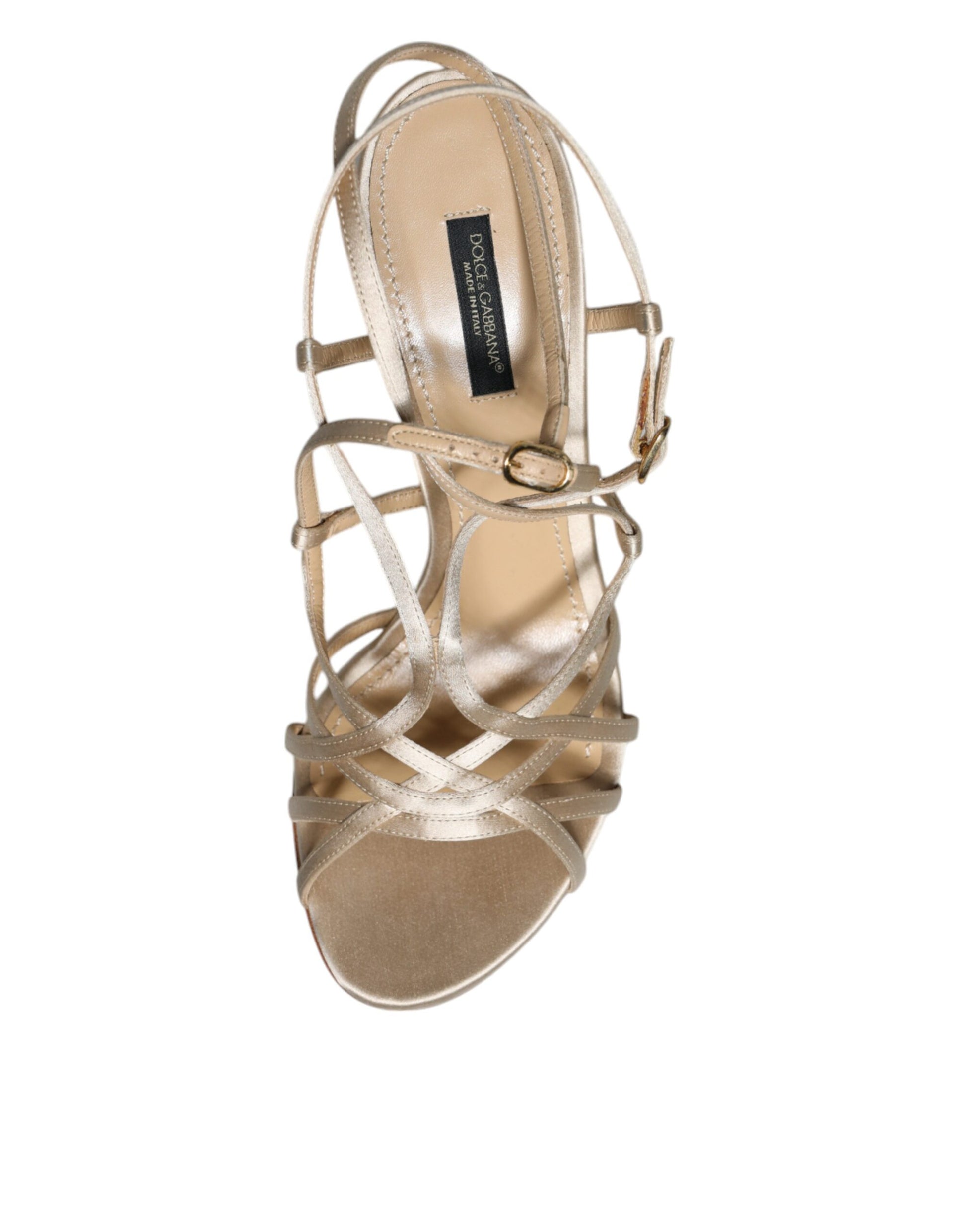 Dolce & Gabbana Beige Leather Stiletto Heels Sandals Shoes Dolce & Gabbana
