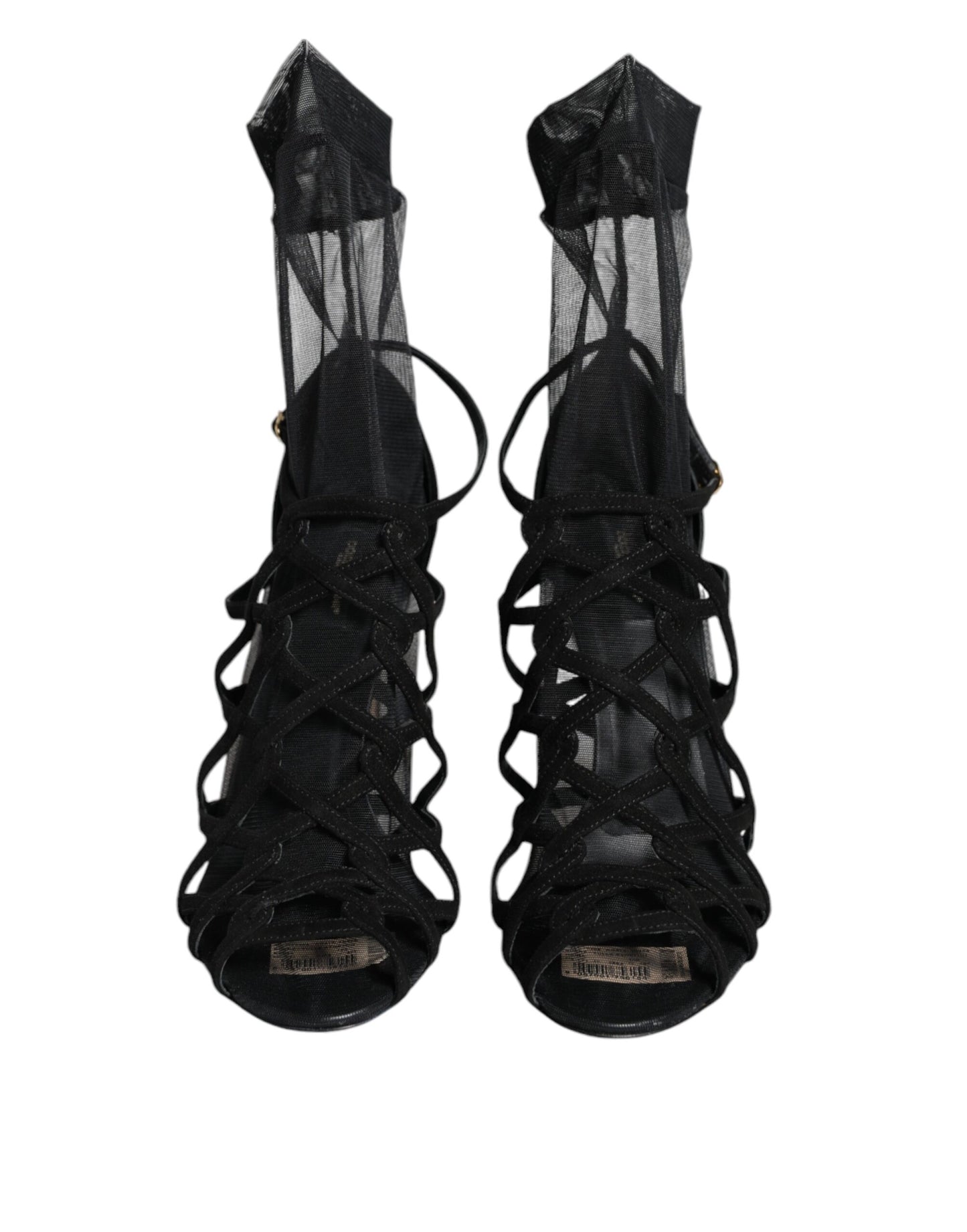 Dolce & Gabbana Black Tulle Stretch Heels Sandals Shoes Dolce & Gabbana