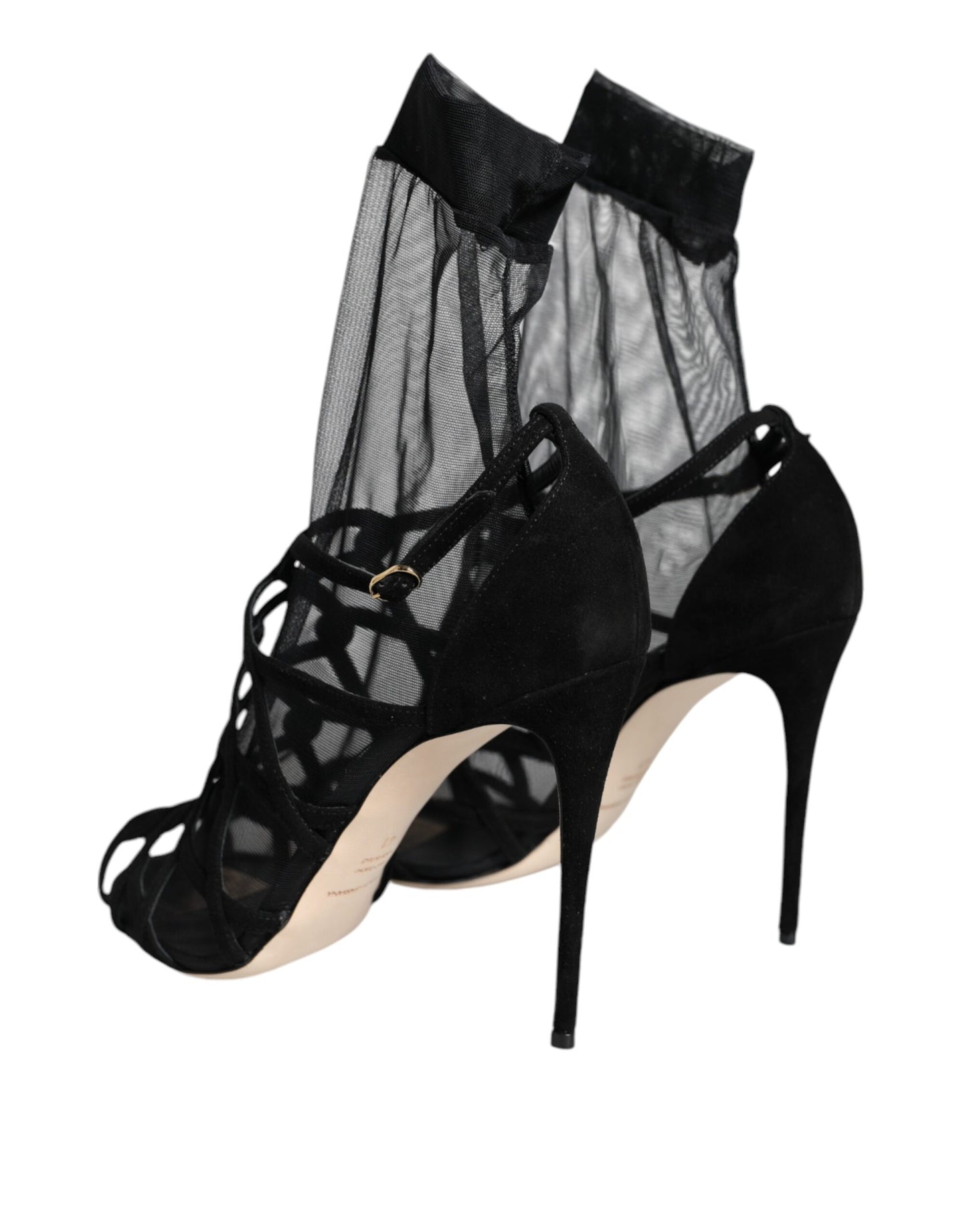 Dolce & Gabbana Black Tulle Stretch Heels Sandals Shoes Dolce & Gabbana