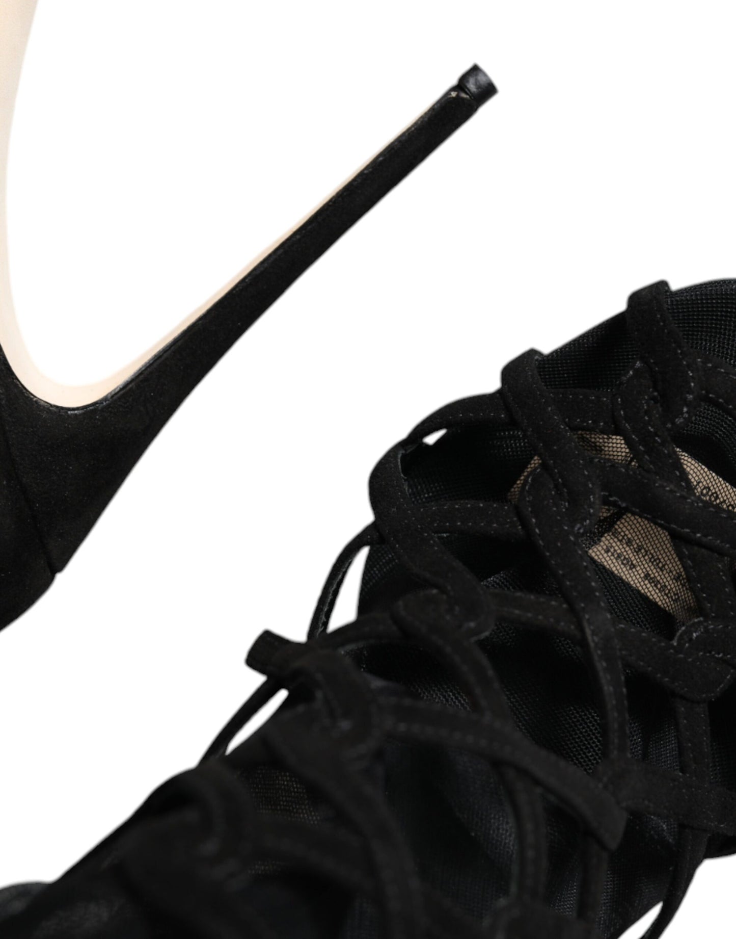 Dolce & Gabbana Black Tulle Stretch Heels Sandals Shoes Dolce & Gabbana