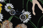 Dolce & Gabbana black embellished daisy brocade skirt with intricate floral embroidery and elegant design.