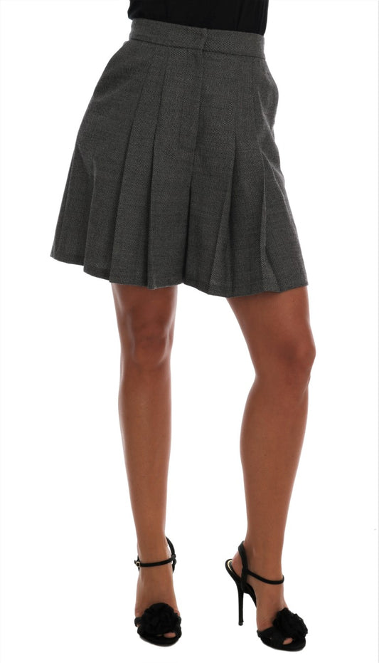 Dolce & Gabbana Gray Wool High Waist Mini Shorts Dolce & Gabbana