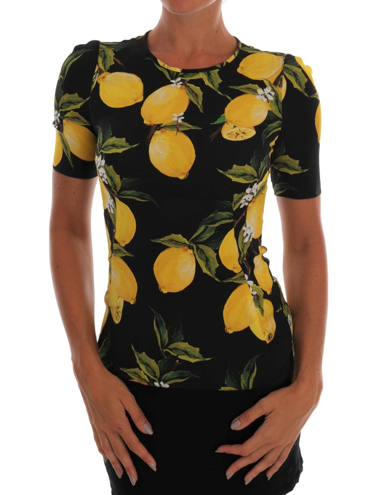 Dolce & Gabbana Multicolor Lemon Silk Stretch T-Shirt Dolce & Gabbana