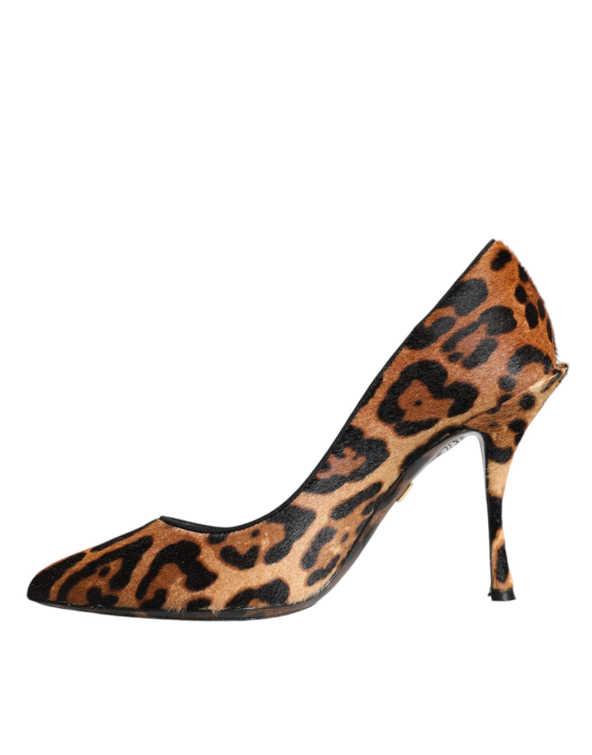 Dolce & Gabbana Brown Leopard Calf Hair Heels Pumps Shoes Dolce & Gabbana